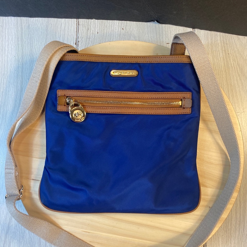 Michael Kors Kempton Crossbody Canvas/Leather Handbag Blue